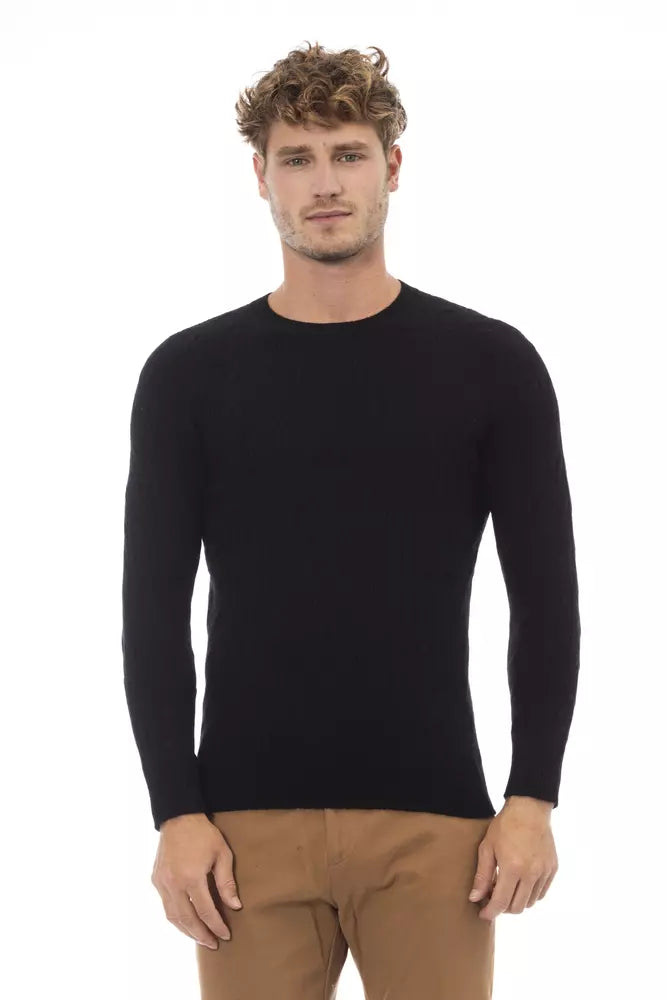 Alpha Studio Elegant Crewneck Sweater in Sumptuous Blend