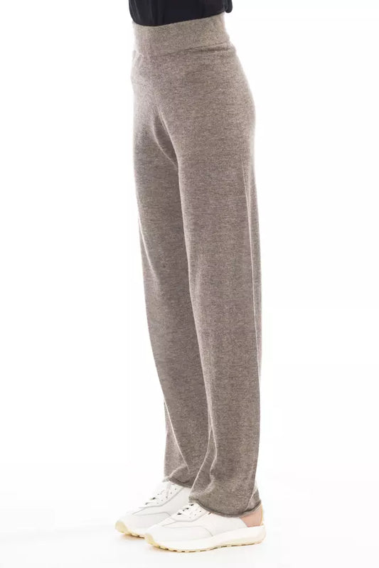 Alpha Studio Chic High-Waisted Alpaca Blend Trousers