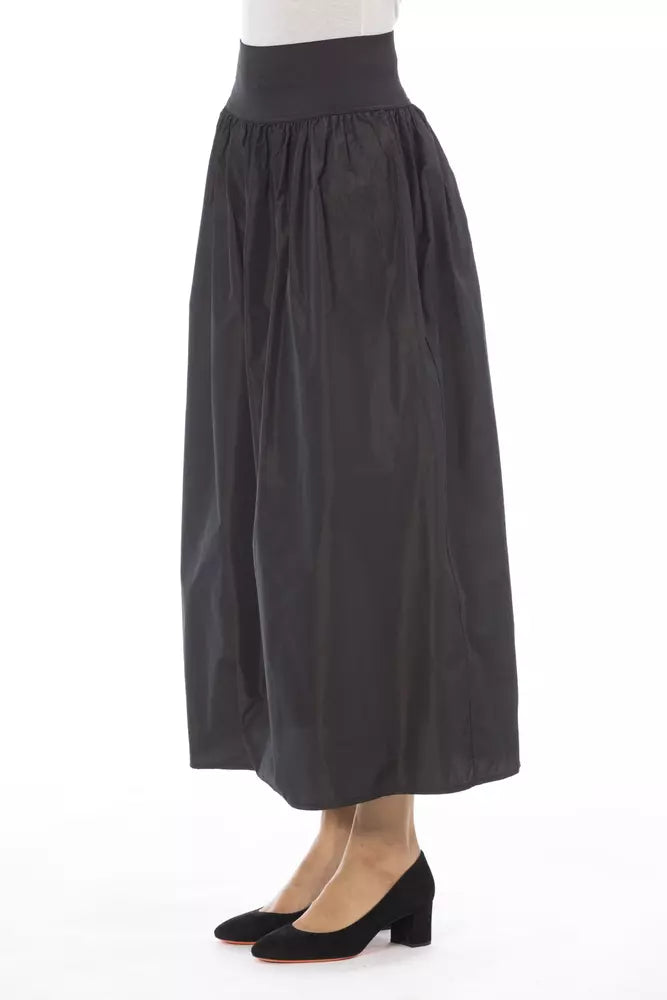 Alpha Studio Elegant Taffeta High-Waist Skirt with Elastic Band