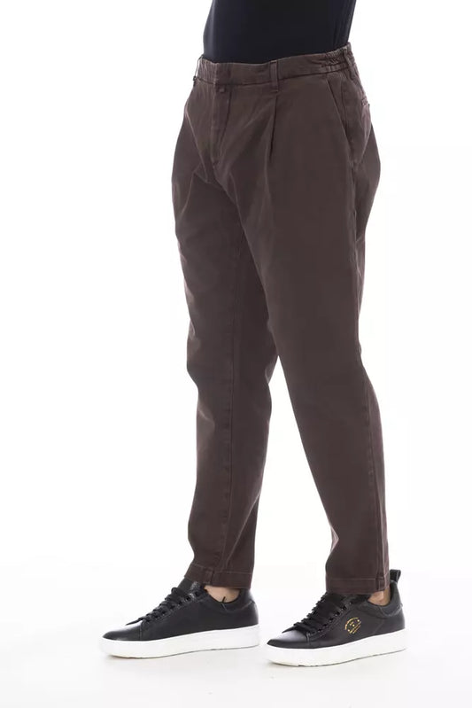 Distretto12 Chic Brown Cotton Blend Trousers