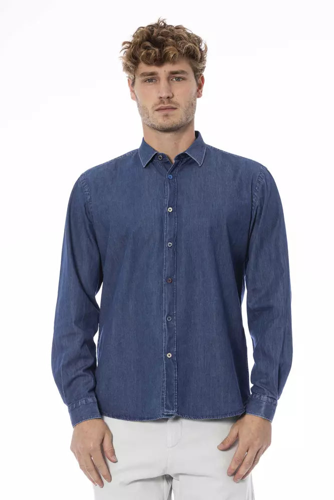 Distretto12 Chic Blue Slim Men's Italian Collar Shirt