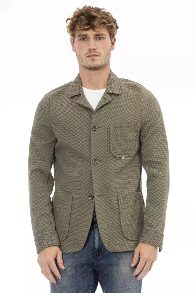 Distretto12 Elegant Green Fabric Jacket with Button Closure