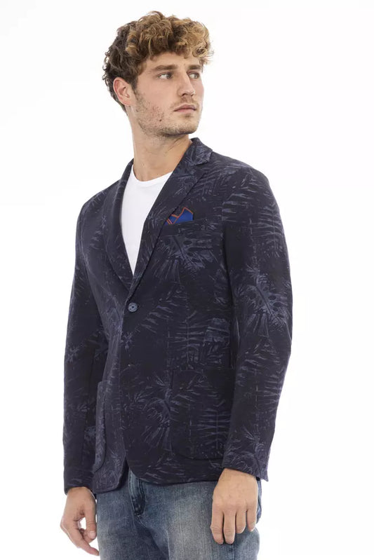 Distretto12 Sleek Blue Cotton Blend Fabric Jacket