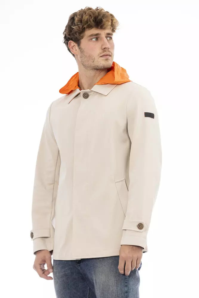 Distretto12 Beige Waterproof Hooded Jacket with Backpack Braces