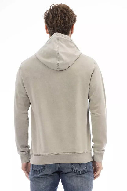 Distretto12 Elegant Beige Hooded Sweatshirt with Fine Ribbing