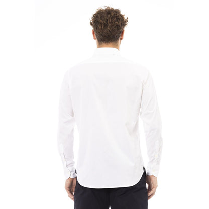 Baldinini Trend White Cotton-Elastane Button-Down Shirt