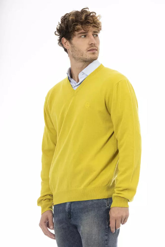 Sergio Tacchini Chic V-Neck Wool Sweater in Sunshine Yellow