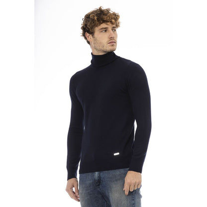 Baldinini Trend Elegant Blue Turtleneck Wool Sweater