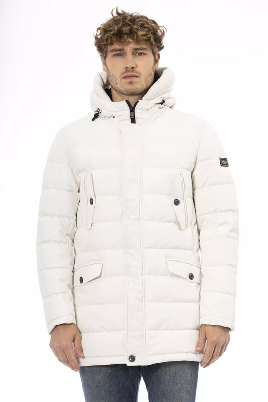 Baldinini Trend Elegant White Hooded Zip Jacket