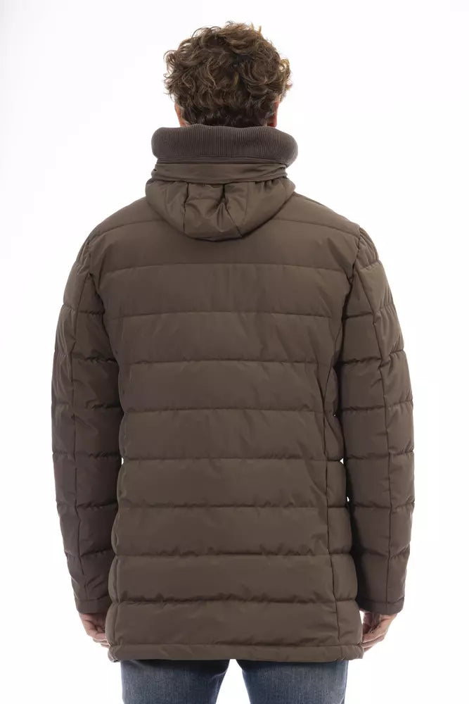 Baldinini Trend Elegant Brown Hooded Monogram Jacket