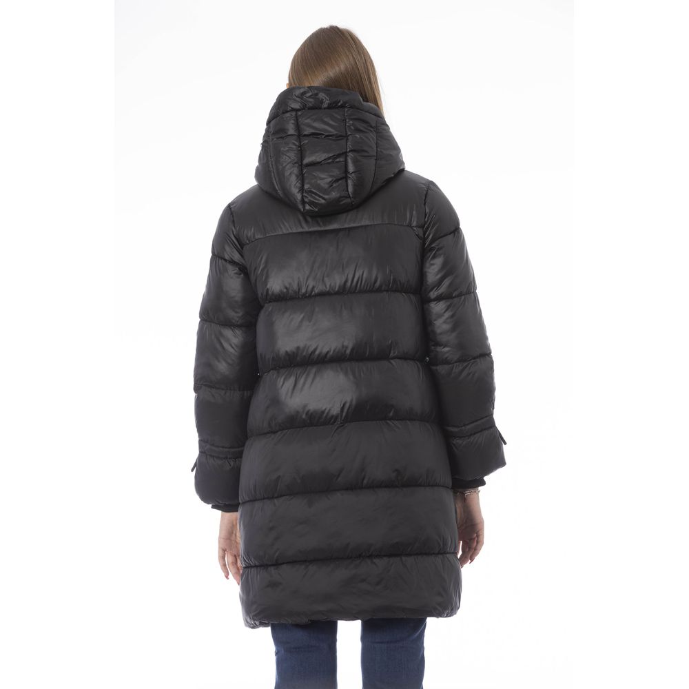 Baldinini Trend Chic Long Down Jacket with Monogram Detail