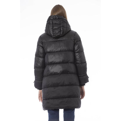 Baldinini Trend Chic Long Down Jacket with Monogram Detail