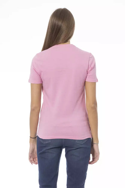 Baldinini Trend Chic Pink Cotton Crew Neck Tee