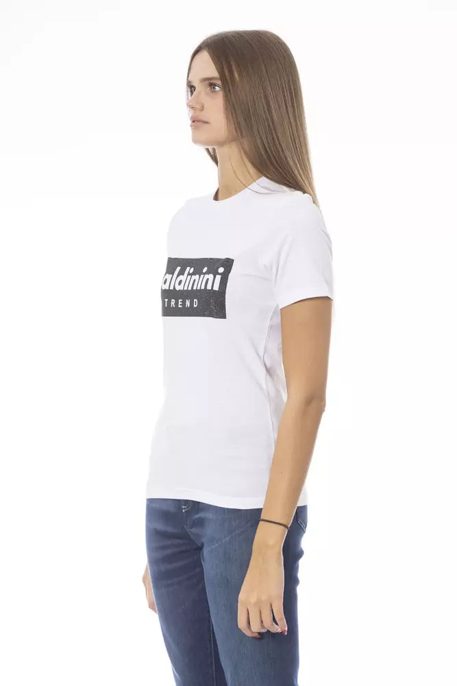 Baldinini Trend Chic White Cotton Tee with Signature Detail