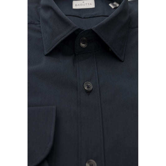 Bagutta Slim Fit French Collar Shirt in Blue