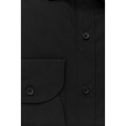 Bagutta Sleek Black Slim Fit French Collar Shirt