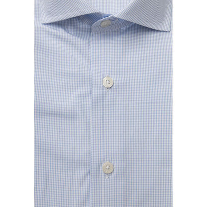 Bagutta Elegant Light Blue Cotton Shirt with French Collar