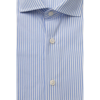 Bagutta Elegant Light Blue Medium Fit French Collar Shirt