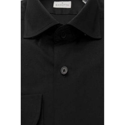 Bagutta Elegant Slim Fit Black Shirt with French Collar