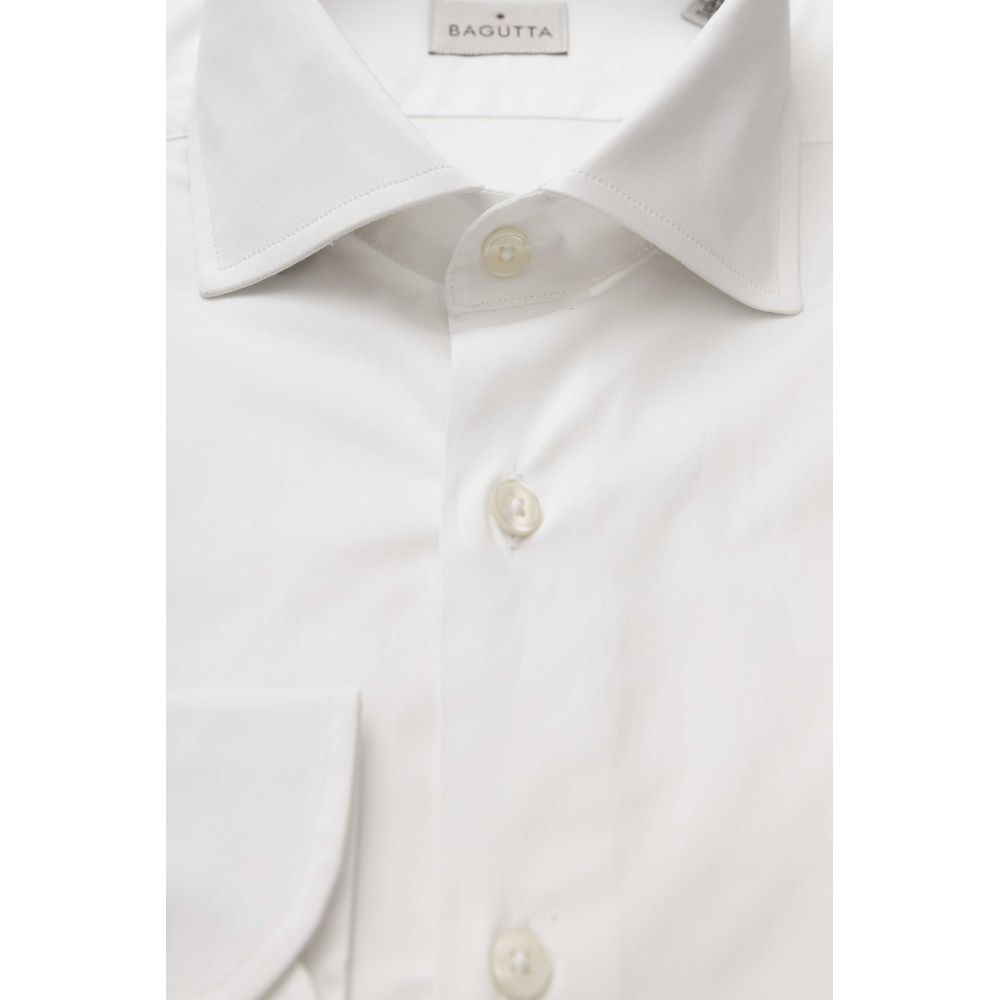 Bagutta Sleek White Slim Fit Cotton Shirt