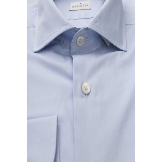 Bagutta Elegant Light Blue Slim Fit Shirt with French Collar