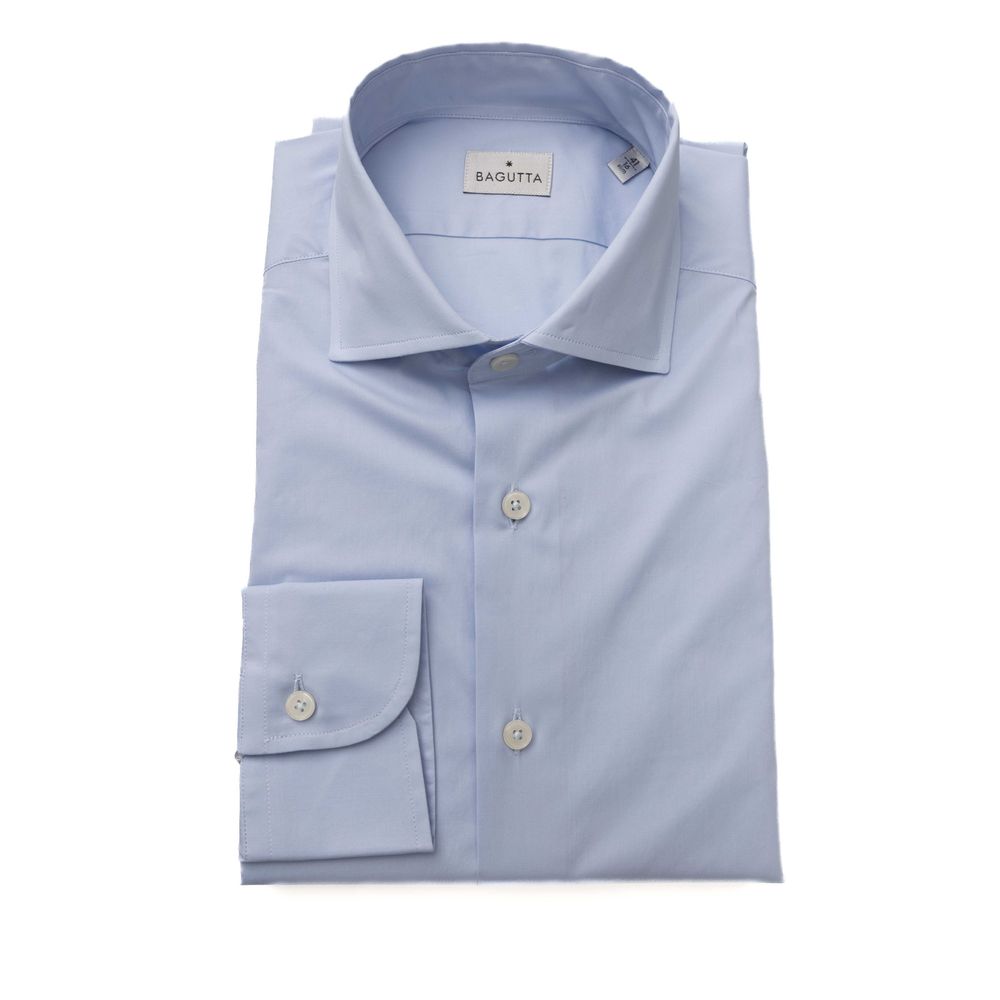 Bagutta Elegant Light Blue Slim Fit Shirt with French Collar