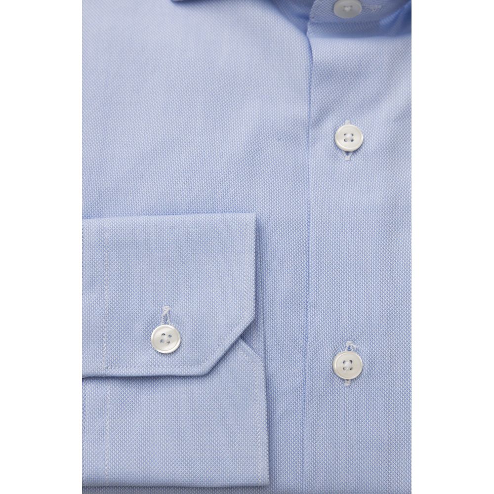 Bagutta Elegant Light Blue Medium Fit French Collar Shirt