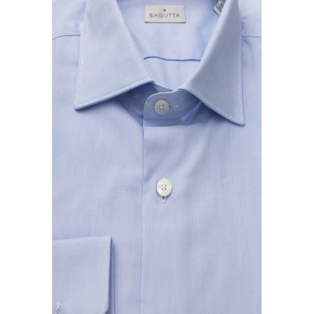 Bagutta Elegant Light Blue Medium Fit French Collar Shirt