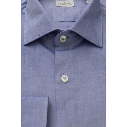 Bagutta Elegant Light Blue Cotton Shirt with French Collar