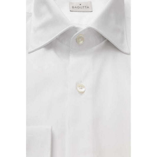 Bagutta Elegant White Cotton French Collar Shirt