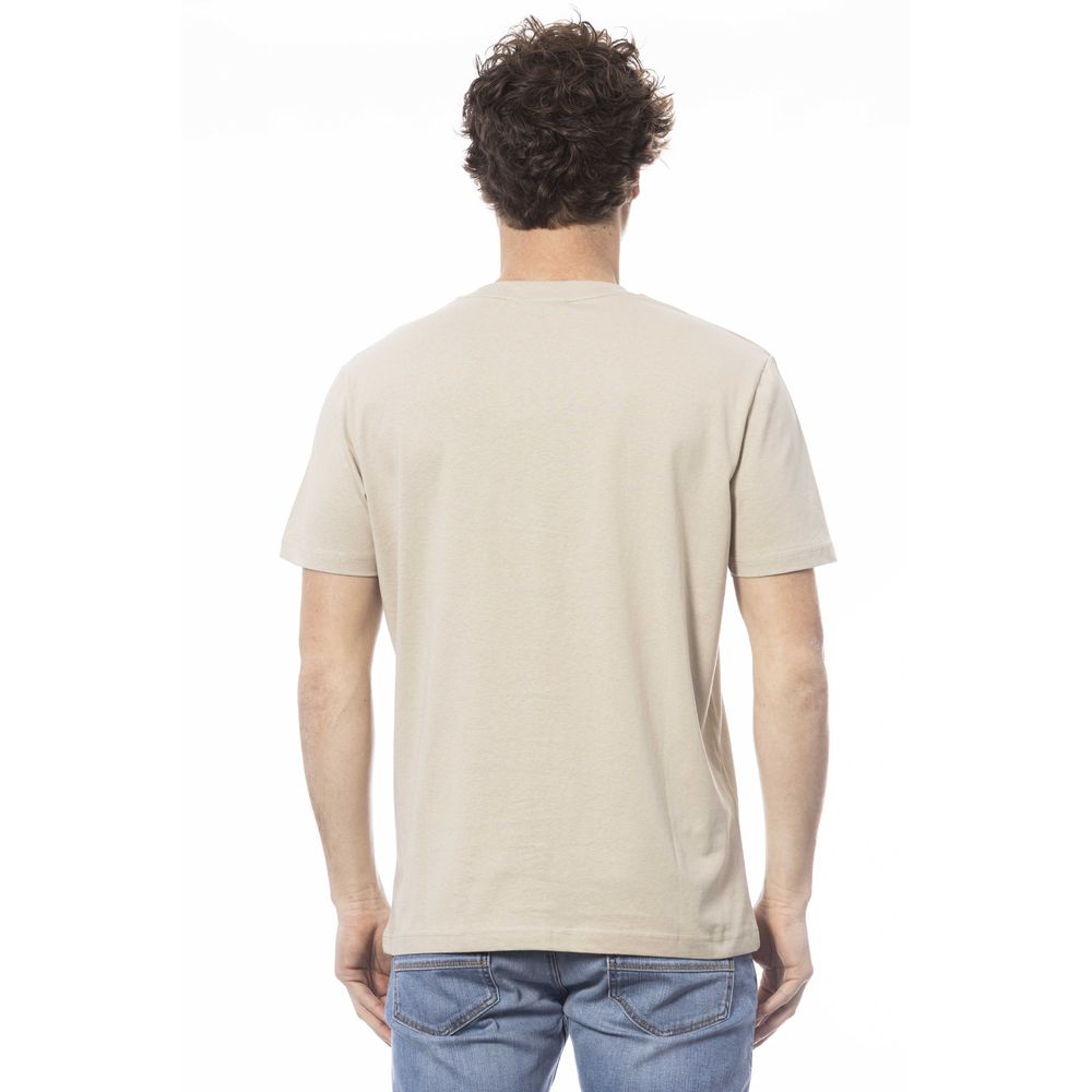 Invicta Beige Cotton Crew Neck Logo Tee