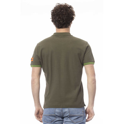 Invicta Elegant Green Cotton Polo with Emblem Detail