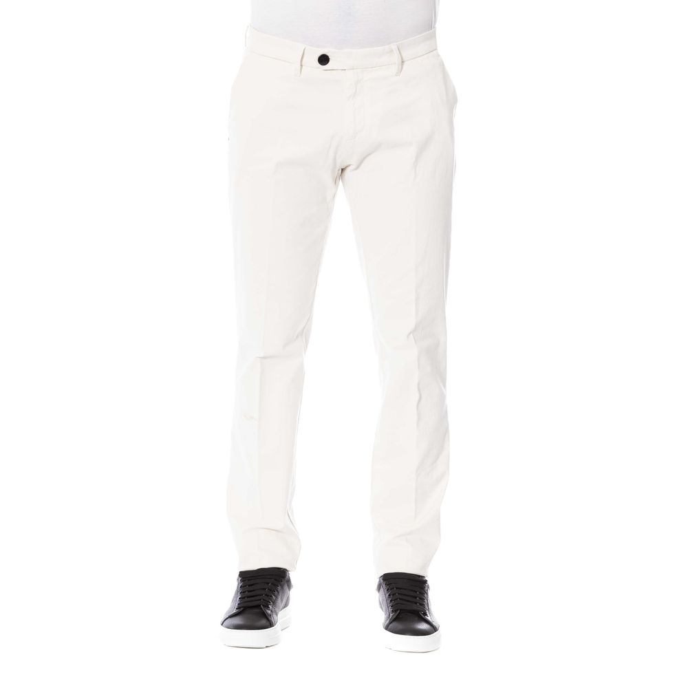 Trussardi Elegant White Cotton Blend Trousers