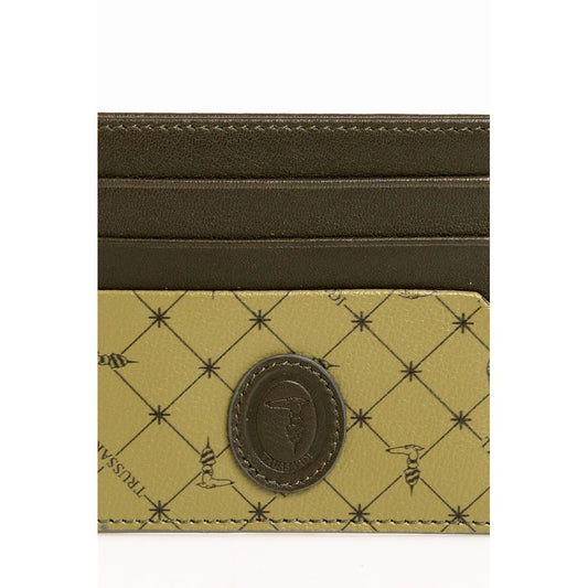 Trussardi Elegant Green Leather Card Holder