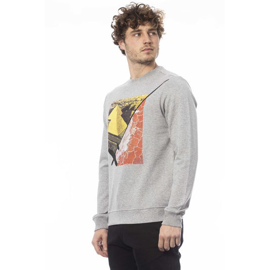 Trussardi Sophisticated Gray Ribbed Knit Sweatshirt