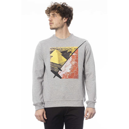 Trussardi Sophisticated Gray Ribbed Knit Sweatshirt