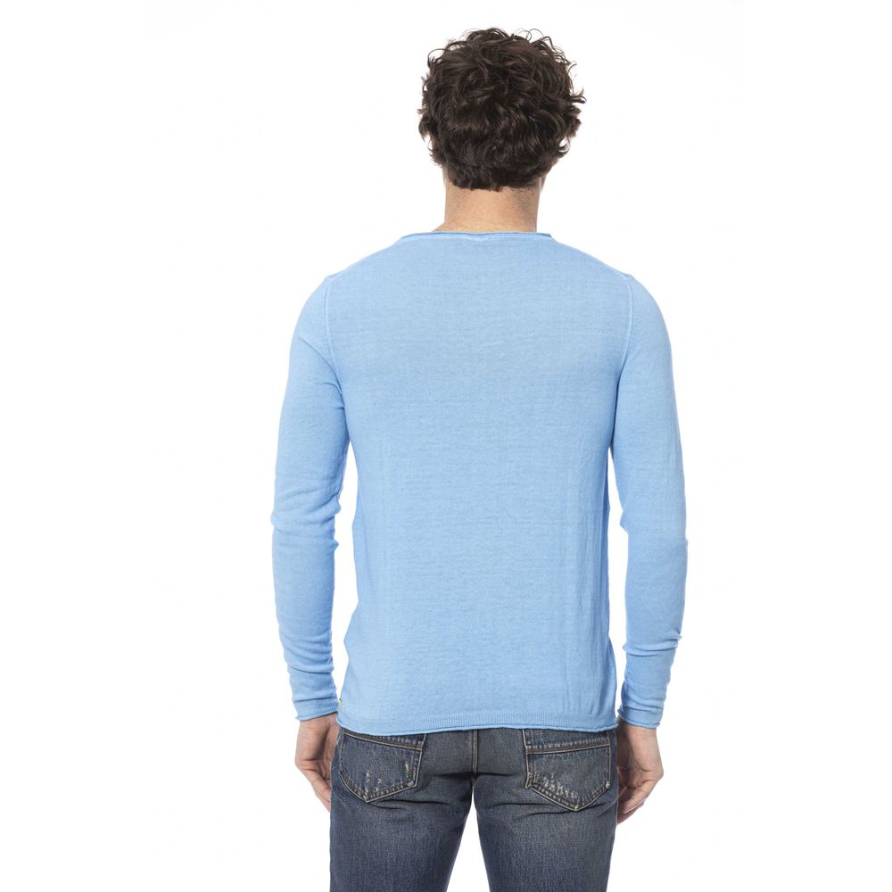 Distretto12 Elegant Light Blue Crewneck Cotton Sweater