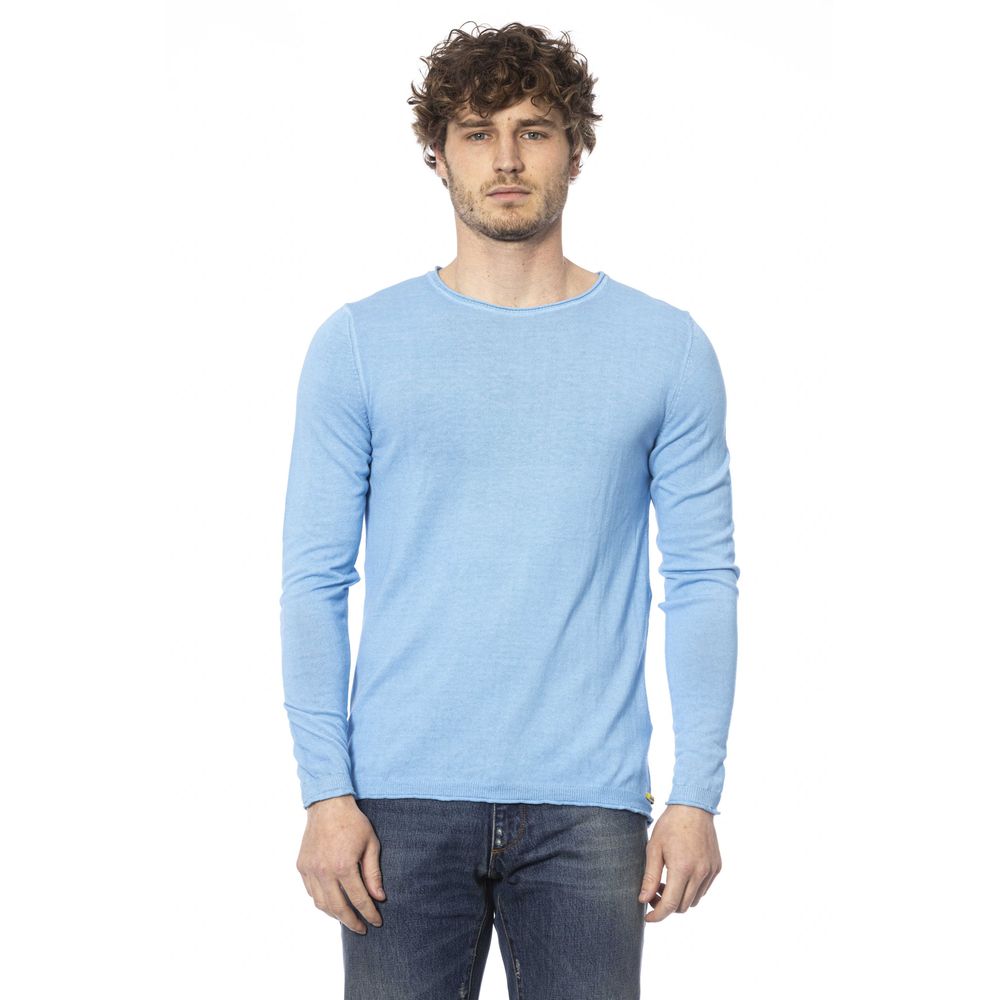 Distretto12 Elegant Light Blue Crewneck Cotton Sweater