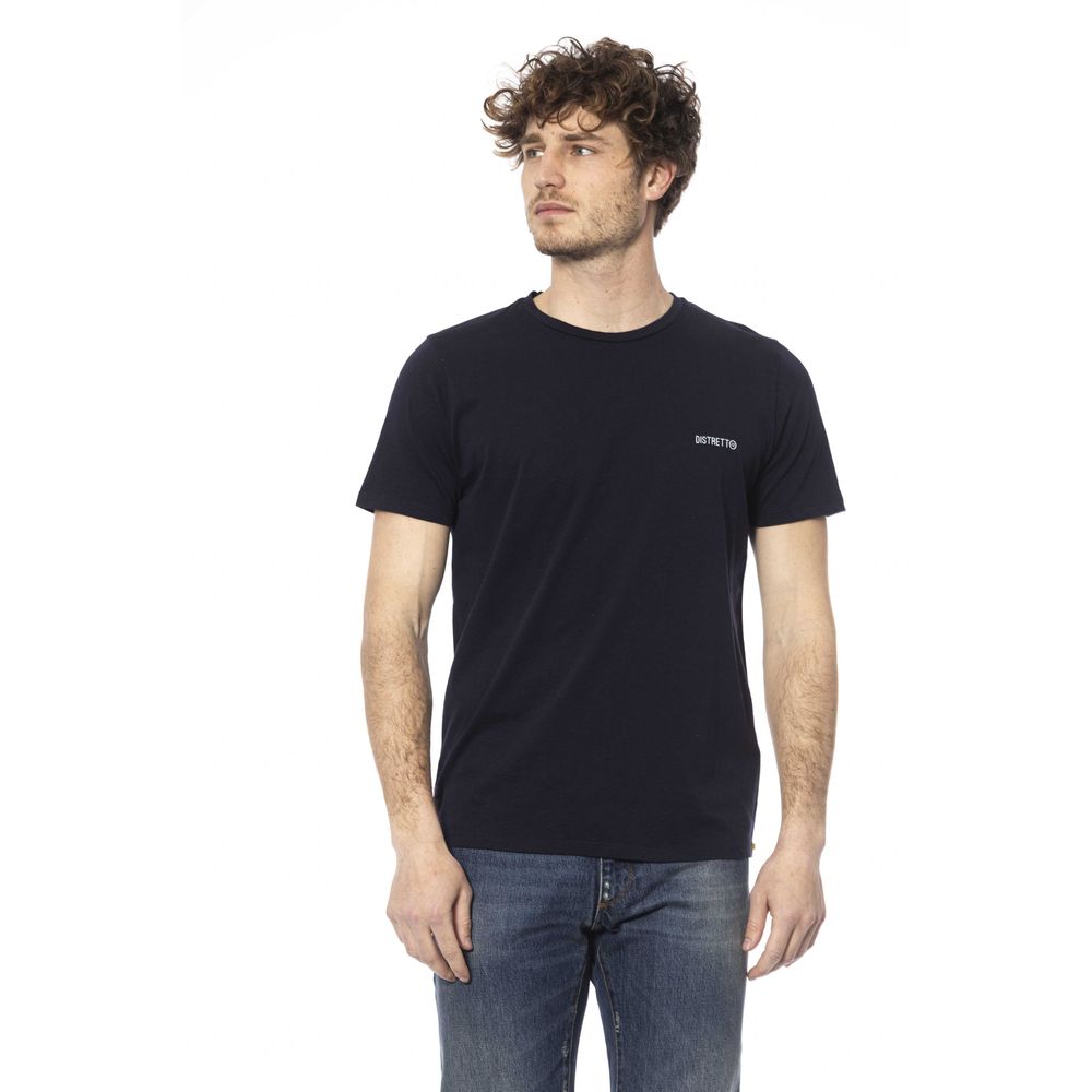 Distretto12 Chic Blue Crew Neck Cotton Tee