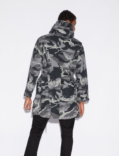 Armani Exchange Camouflage Grey Hooded Trench Revolution