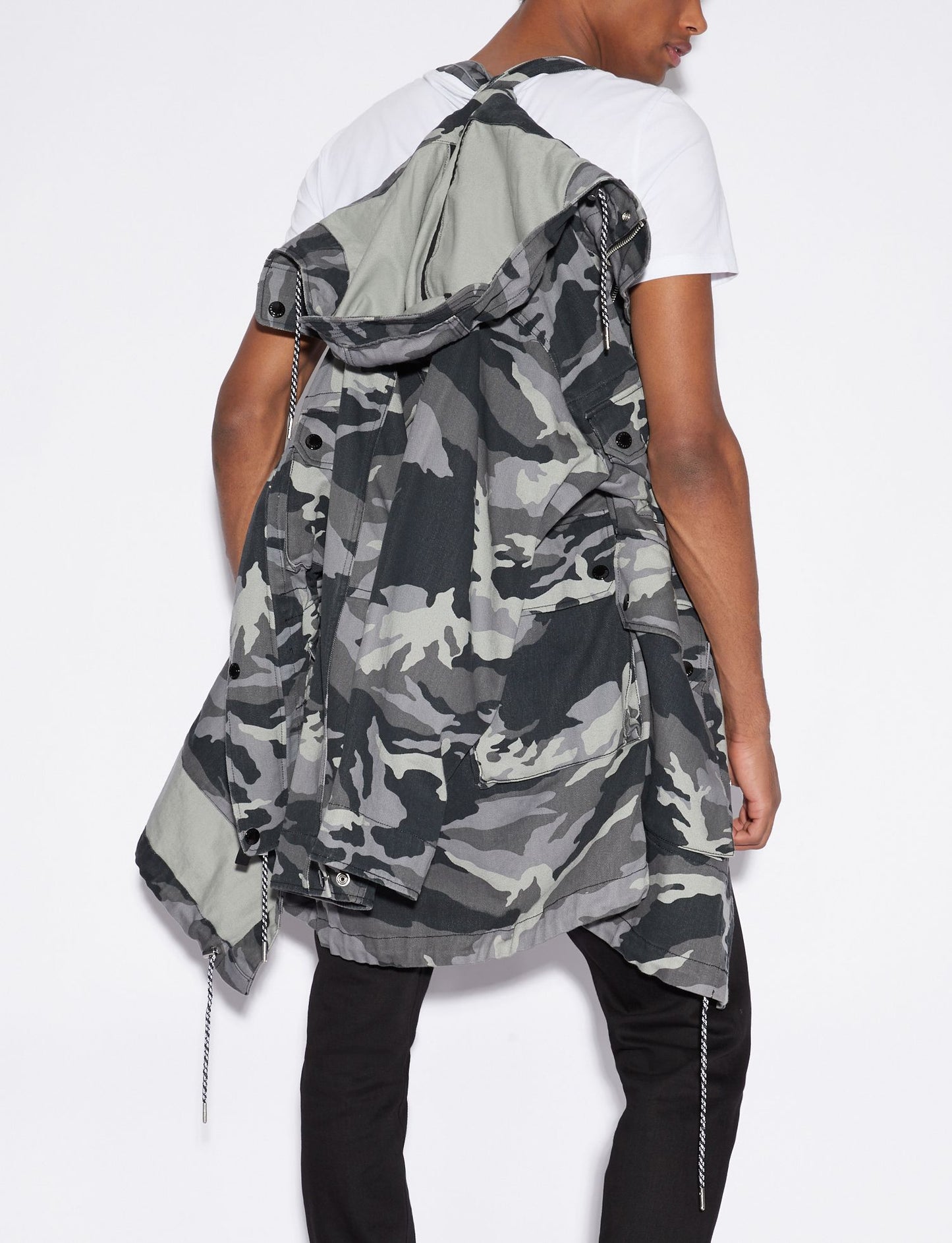 Armani Exchange Camouflage Grey Hooded Trench Revolution