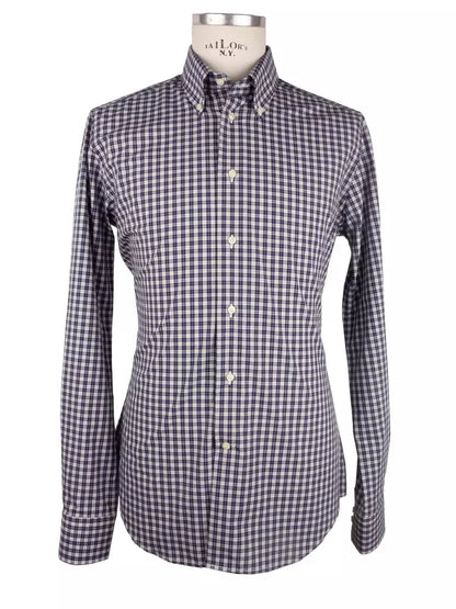 Made in Italy Elegant Milano Square-Patterned Cotton Shirt