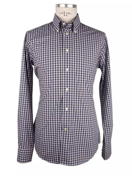 Made in Italy Elegant Milano Square-Patterned Cotton Shirt