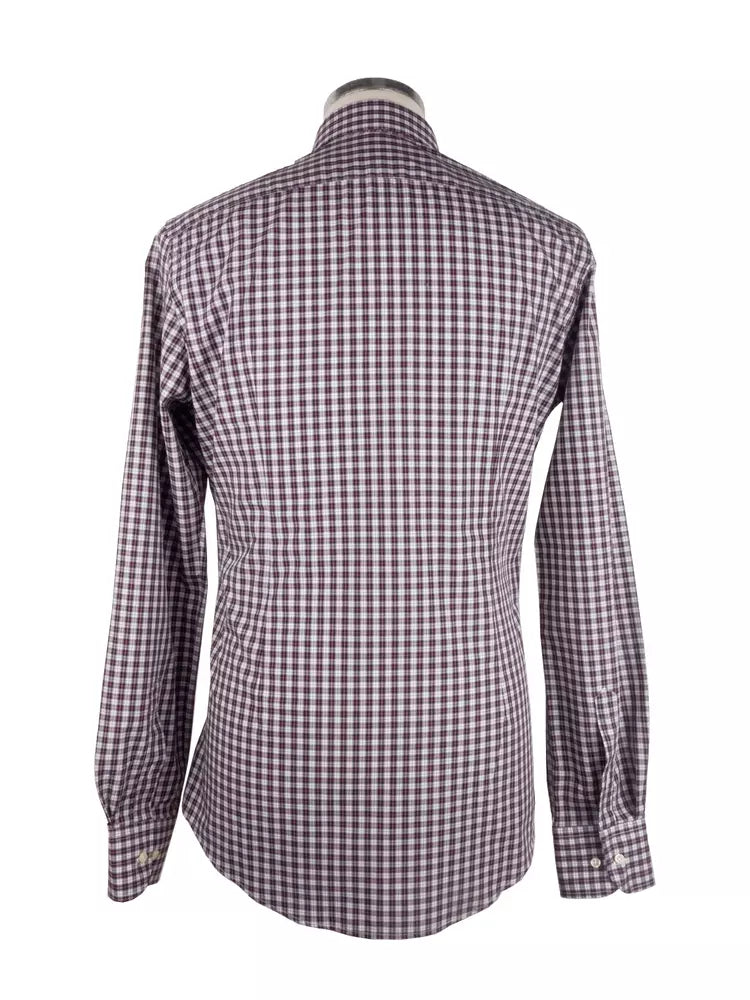 Made in Italy Elegant Red Checkered Milano Cotton Shirt