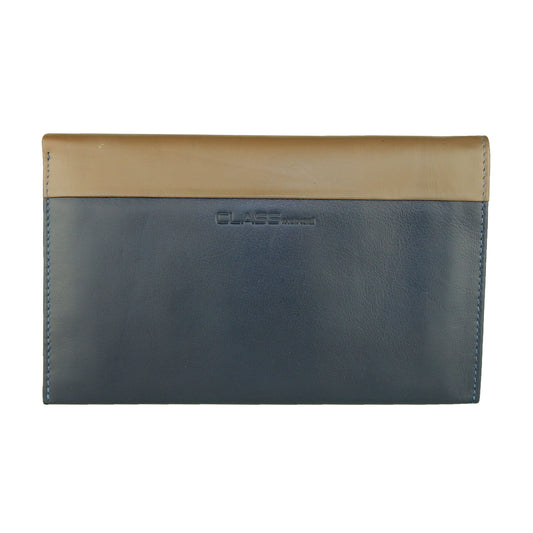 Cavalli Class Sleek Blue and Beige Leather Wallet