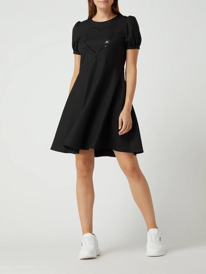 Love Moschino Elegant Black Rhinestone Detail Dress