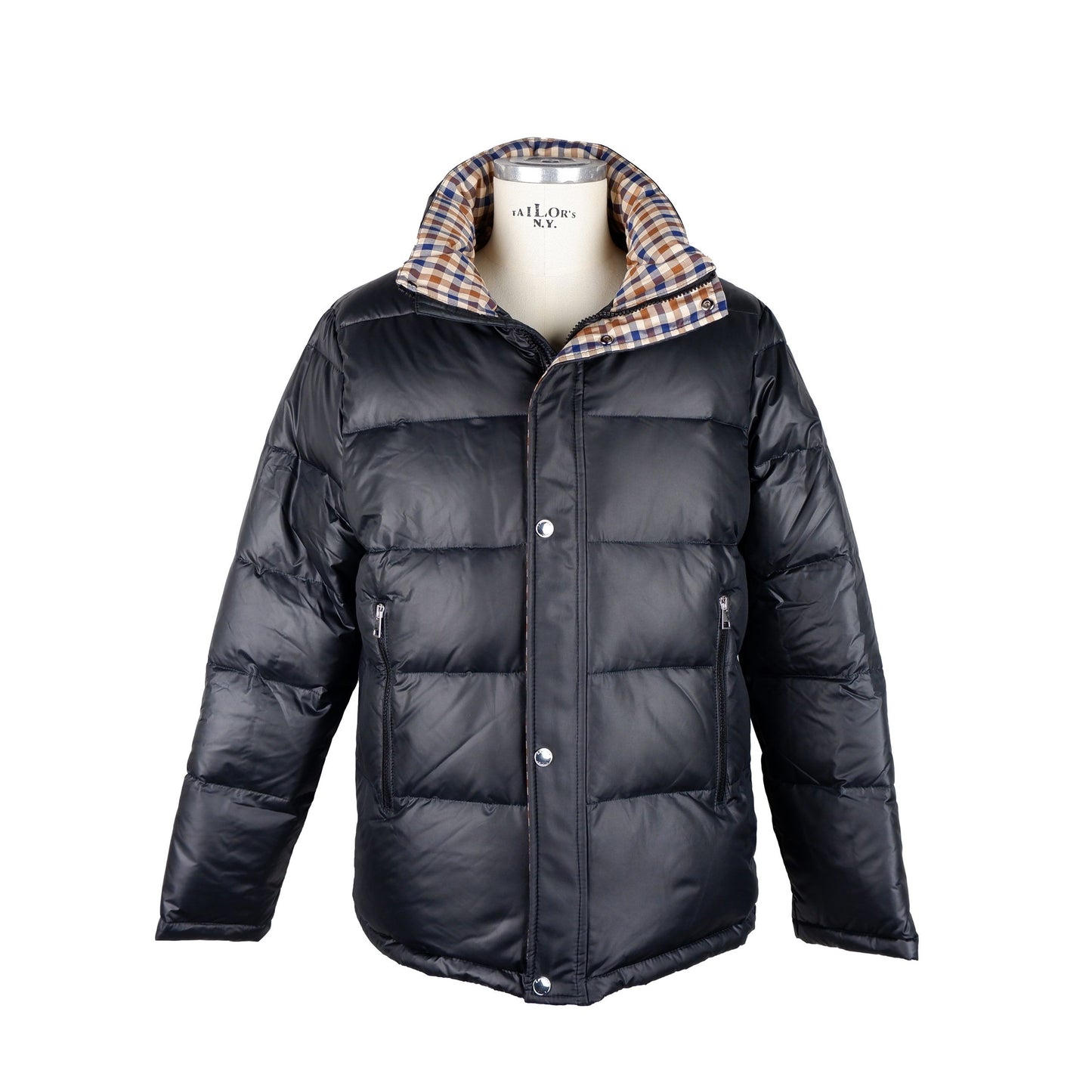 Aquascutum Elegant Black Padded Jacket with Removable Hood