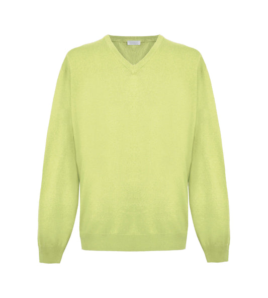 Malo Elegant Yellow Cashmere V-Neck Sweater