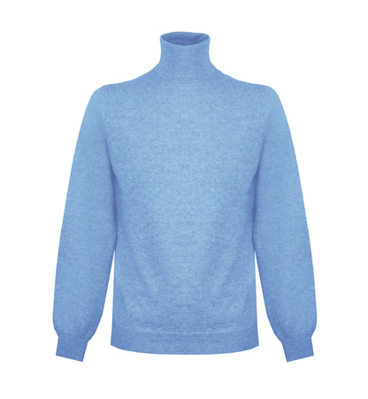 Malo Elegant Ice Blue Cashmere High Collar Sweater