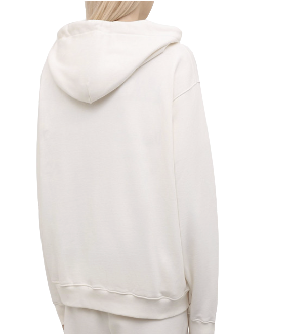 Comme Des Fuckdown Elegant White Hooded Sweatshirt with Logo Print